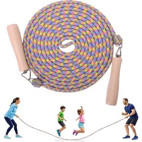 Long Jump Rope, 16ft Double Dutch Skipping Rope for Kids Adult, Group Multiplayer Jumping Rope with Wooden Handle and Cotton Rope for School, Gym & Outdoor Play in Kuwait