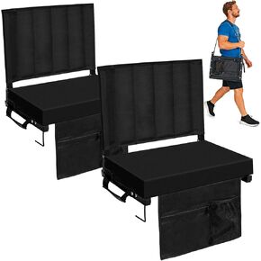 Romswi Stadium Seats for Bleachers with Back Support 2 Pack, Lightweight Portable Bleacher Chairs with Wide Padded Cushion, Folding Stadium Seat with Cup Holder in Kuwait