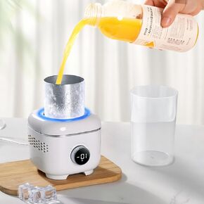 Cooling Cup with Mood Light,Beverage Cooler with Insulated Cover, 2-in-1 Cooling Cup for Desk(Cooling&Heating),Electric Drink Cooler for Cola Beer Coffee Juice Yogurt -White in Kuwait