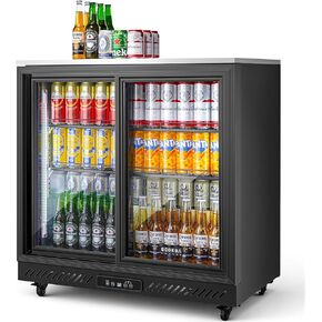 BODEGACOOLER مبرد بار خلفي، ثلاجة مشروبات تجارية سعة 12 قدمًا مكعبًا مع 3 أبواب زجاجية منزلقة، سطح مقاوم للصدأ، ثلاجة مشروبات مثالية للبيرة والنبيذ والصودا ومعتمدة من وزارة الطاقة، مع عجلات in Kuwait