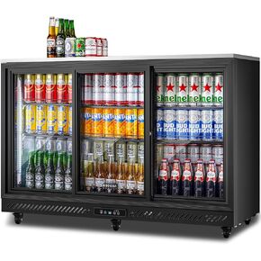 BODEGACOOLER Back Bar Cooler,12 Cu.ft Commercial Beverage Refrigerator with 3 Sliding Glass Doors, Stainless Top,Beverage Fridge Perfect for Beer,Wine,Soda,DOE Approved, With Casters in Kuwait