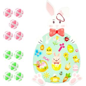 لعبة رمي أرنب عيد الفصح - لوح رمي السهام على شكل أرنب مع 10 كرات، ألعاب حفلات عيد الفصح الملونة للأطفال والعائلة، لعبة الكرنفال الداخلية والخارجية وديكورات العطلات (28.3 بوصة × 17.7 بوصة) in Kuwait