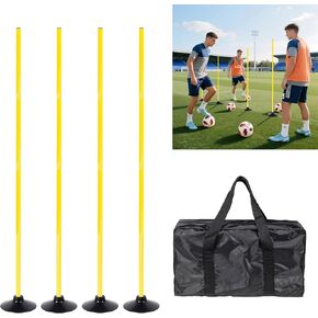 4 Pack Soccer Agility Training Poles, 5 FT Adjustable Speed and Agility Training Equipment for Football/Basketball/Dog Practice, Bending Poles for Horses with Rubber Bases and Carry Bag in Kuwait