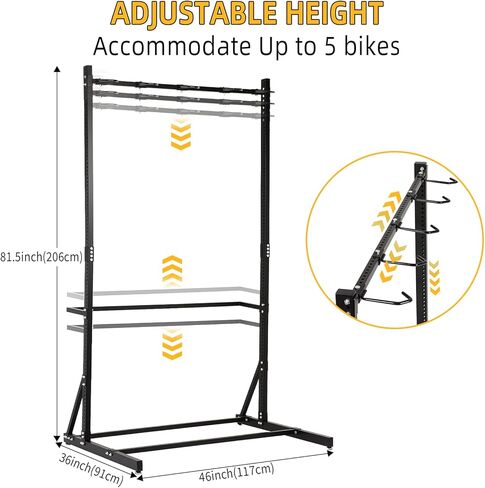FAHKNS Freestanding Bike Storage Rack, 5 Bikes Vertical Bike Storage Rack, High-adjustable Heavy Duty Bike Stand for Garage in Saudi Arabia