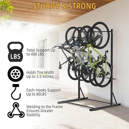 FAHKNS Freestanding Bike Storage Rack, 5 Bikes Vertical Bike Storage Rack, High-adjustable Heavy Duty Bike Stand for Garage in Saudi Arabia