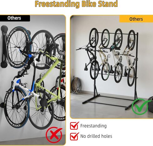 FAHKNS Freestanding Bike Storage Rack, 5 Bikes Vertical Bike Storage Rack, High-adjustable Heavy Duty Bike Stand for Garage in Saudi Arabia