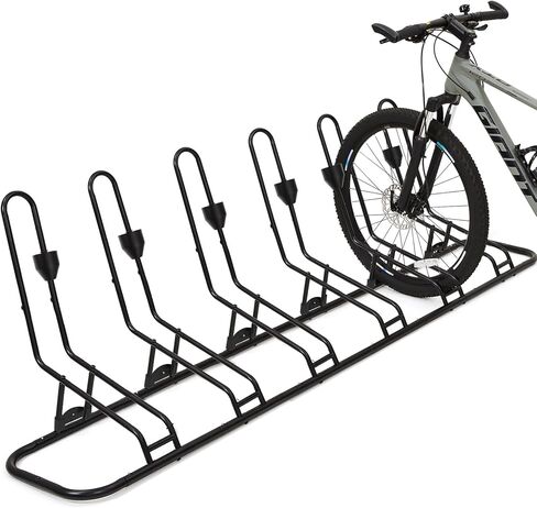 حامل دراجة أرضي لـ 6 دراجات، تصميم فرامل قرصية وقائية ومسارات، حامل دراجة مقاوم للماء للاستخدام في الأماكن المغلقة/الخارجية/المرآب، يناسب الإطارات مقاس 12 بوصة - 29 بوصة، أنابيب فولاذية مطورة مقاس 0.63 بوصة لتحقيق الثبات in Kuwait