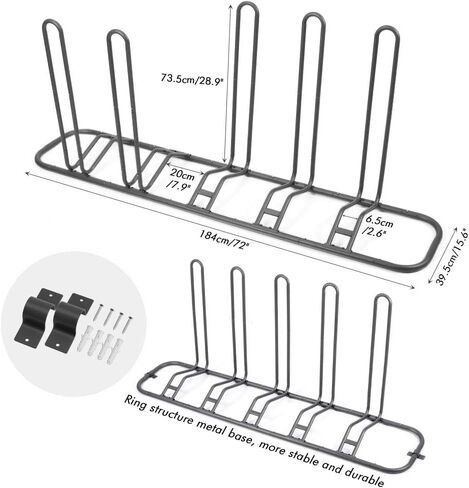 XCSOURCE Bike Parking Stand, Bike Rack Bicycle Floor Parking Stand for 5 Bikes, Adjustable Dual Purposes Bike Storage Holder for Garage, 2 Extra Floor Anchor Brackets Available, Indoor & Outdoor in Kuwait