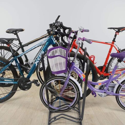 XCSOURCE Bike Parking Stand, Bike Rack Bicycle Floor Parking Stand for 5 Bikes, Adjustable Dual Purposes Bike Storage Holder for Garage, 2 Extra Floor Anchor Brackets Available, Indoor & Outdoor in Kuwait