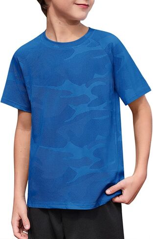 Haloumoning Boys Athletic Short Sleeve T Shirts Kids Quick Dry Sports Performance Tees Tops 5-14 Years in Saudi Arabia