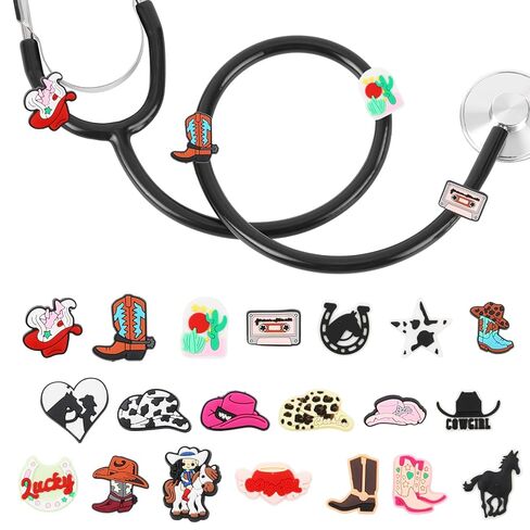 سحر سماعة الطبيب اللطيفة على شكل كلب كرتوني - 25 قطعة من سماعات الطبيب للأطفال ملحقات علامات الديكور للممرضات والأطباء PEDS والعاملين الطبيين البيطريين، هدية لطلاب التمريض والتخرج in Kuwait