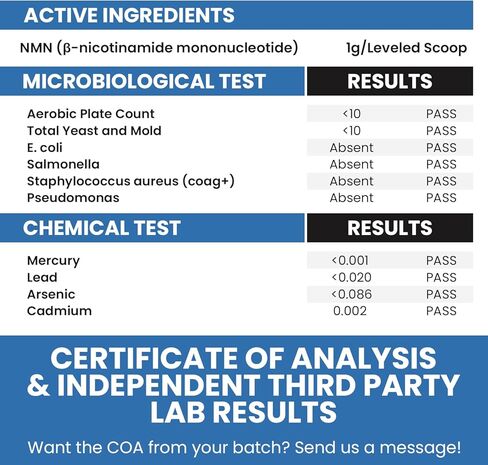 Genex Formulas Pure NMN Powder 100 Grams, Instant Dissolve, Shelf Stable, Non-Synthetic, PVP Free, Ultra-Low Density, 99.9% Pure NMN, Made in a US-Based, GMP, NSF & FSSC 22000 Certified Facility in Kuwait
