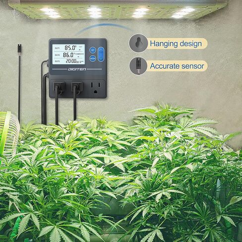 Digital Temperature Humidity Controller Pre-Wired Outlets for Mushroom, Reptile, Heating/Cooling On Outlet 1, Humidifier/Dehumidifier On Outlet2, Timer On Outlet 3 in Kuwait