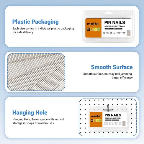 meite 3/8" 304 Stainless Steel 23 Gauge Pin Nails - 1500 Counts and Assorted 6 Sizes (1/2", 5/8", 3/4", 1", 1-3/16", 1-3/8") 304 Stainless Steel Pin Nails - 6000 Counts in Saudi Arabia