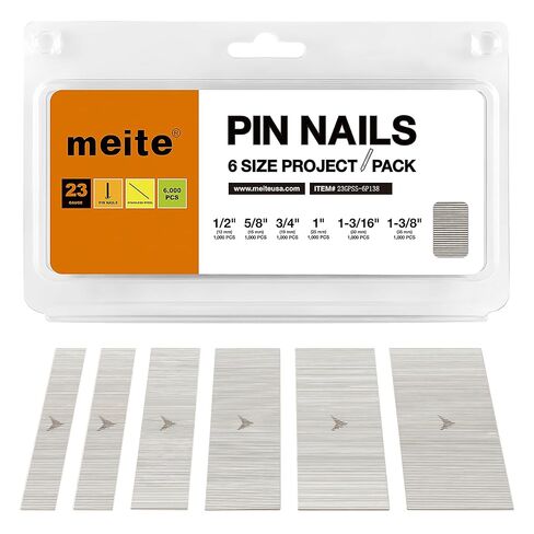 meite 3/8" 304 Stainless Steel 23 Gauge Pin Nails - 1500 Counts and Assorted 6 Sizes (1/2", 5/8", 3/4", 1", 1-3/16", 1-3/8") 304 Stainless Steel Pin Nails - 6000 Counts in Saudi Arabia