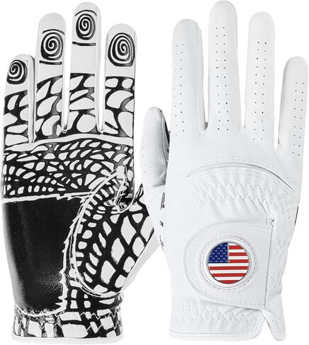 FINGER TEN Men’s Golf Gloves Rain Grip with Silicone Palm Value 2 Pack, Glove with Ball Marker for Right/Left Handed Golfer, Anti-Slip Stylish All Weather Fit in Kuwait