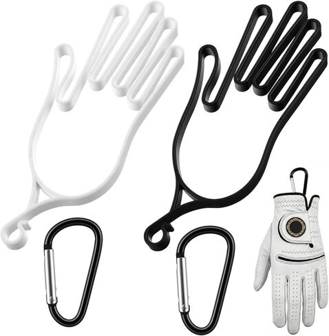 Larrel 2PCS قفازات الجولف حامل نقالة، حامل قفازات الجولف مع خطاف معلق، ملحقات أدوات تشكيل مجفف قفاز الجولف للرجال والنساء، هدايا عملية للاعبي الجولف (أسود، أبيض) in Saudi Arabia