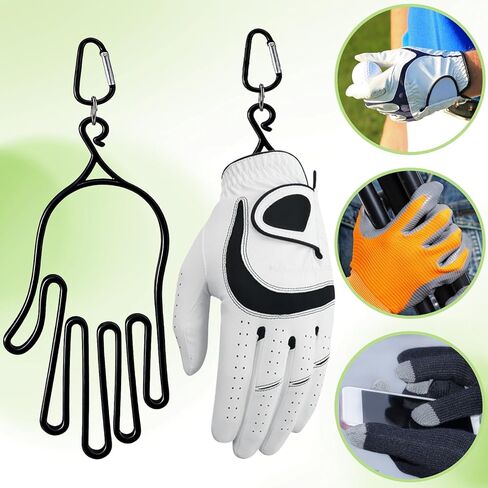 Larrel 2PCS قفازات الجولف حامل نقالة، حامل قفازات الجولف مع خطاف معلق، ملحقات أدوات تشكيل مجفف قفاز الجولف للرجال والنساء، هدايا عملية للاعبي الجولف (أسود، أبيض) in Saudi Arabia