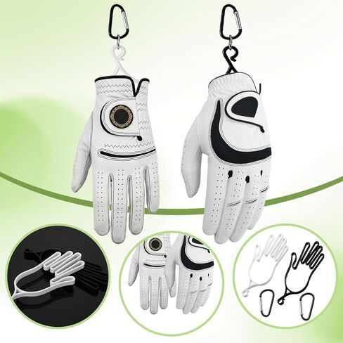 Larrel 2PCS قفازات الجولف حامل نقالة، حامل قفازات الجولف مع خطاف معلق، ملحقات أدوات تشكيل مجفف قفاز الجولف للرجال والنساء، هدايا عملية للاعبي الجولف (أسود، أبيض) in Saudi Arabia