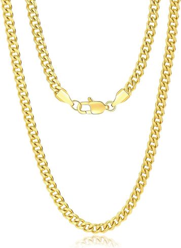 5mm/7mm Real Gold Plated Cuban Link Chain for Men, Mens Stainless Steel Gold Chain Necklace Jewelry for Men in Kuwait