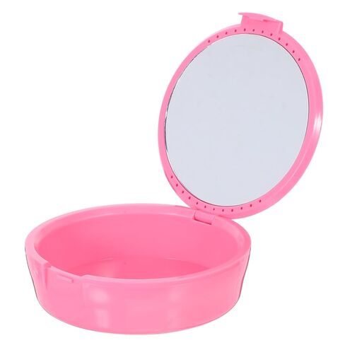 LIFKOME Portable Round Retainer Case with Mirror for Pink Plastic Tooth Storage Box for Retainers False Teeth and Small Orthodontic Accessories Travel-Friendly in Saudi Arabia