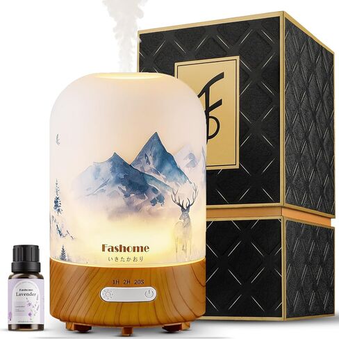 Essential Oil Diffuser Handmade Glass, Quiet 6-in-1 High-End Humidifier, Home Aromatherapy Fragrant Aroma Diffuser with Multiple LED Light Modes Timer and Auto-Off Safety Switch, Gift Choice in Kuwait