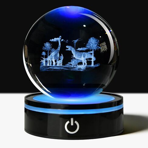 3D Eagle Crystal Ball with LED Stand, 80mm Glass Sphere Night Light Lamp, Eagle Statue Gifts for Men Women Kids in Saudi Arabia