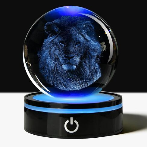 3D Eagle Crystal Ball with LED Stand, 80mm Glass Sphere Night Light Lamp, Eagle Statue Gifts for Men Women Kids in Saudi Arabia
