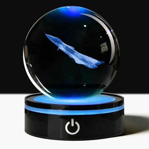 3D Eagle Crystal Ball with LED Stand, 80mm Glass Sphere Night Light Lamp, Eagle Statue Gifts for Men Women Kids in Saudi Arabia