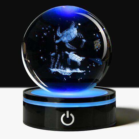 3D Eagle Crystal Ball with LED Stand, 80mm Glass Sphere Night Light Lamp, Eagle Statue Gifts for Men Women Kids in Saudi Arabia
