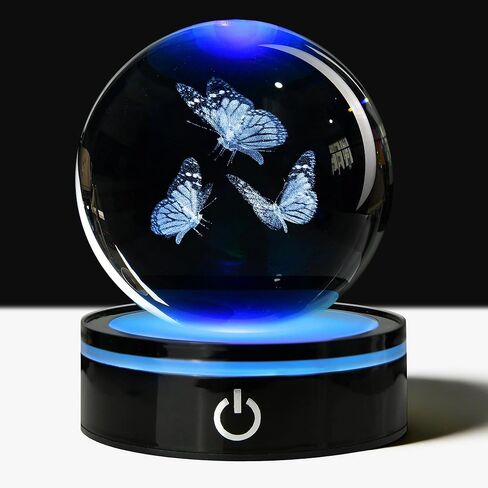 3D Eagle Crystal Ball with LED Stand, 80mm Glass Sphere Night Light Lamp, Eagle Statue Gifts for Men Women Kids in Saudi Arabia