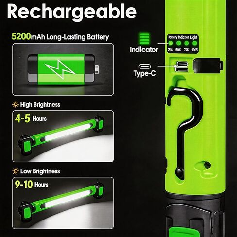 Magnetic Work Light, Rechargeable LED Work Light Bar, 3000 LM 5200mAh Under Hood Mechanic Light with Magnetic Base for Garage, Workshop, Car Repair, Emergency in Saudi Arabia