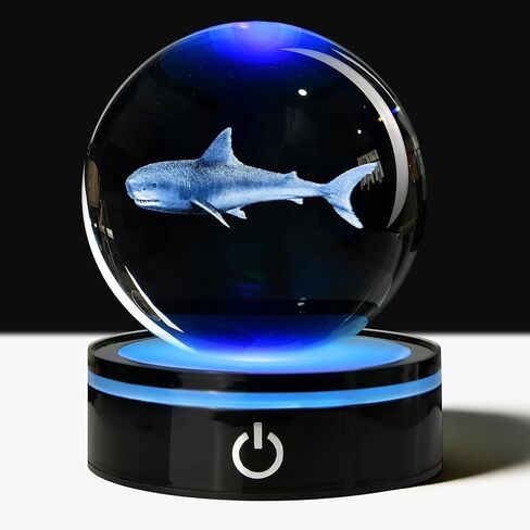 3D Eagle Crystal Ball with LED Stand, 80mm Glass Sphere Night Light Lamp, Eagle Statue Gifts for Men Women Kids in Saudi Arabia