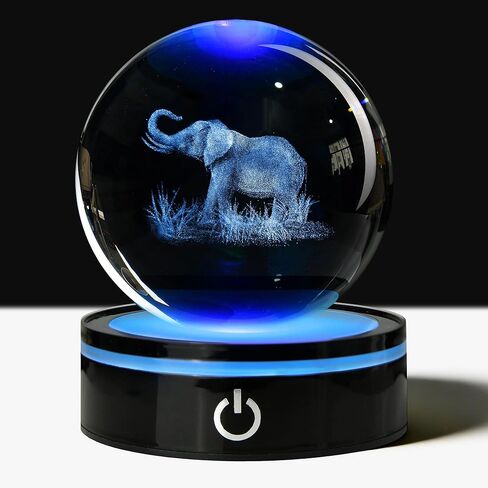 3D Eagle Crystal Ball with LED Stand, 80mm Glass Sphere Night Light Lamp, Eagle Statue Gifts for Men Women Kids in Saudi Arabia