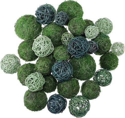 36 Pcs Wicker Rattan Balls Decorative Balls for Vase Centerpiece Bowls Orbs Filler for Spring Summer Craft, Wedding Party, Potpourri Decor, 4 Sizes (Fresh Color) in Saudi Arabia