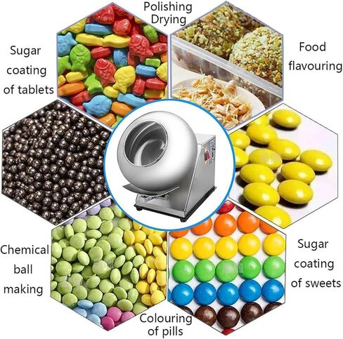 Automatic Coating Machine for Food Industry, 3-6kg/H Tablet & Chocolate Polishing, Small Commercial Electric Coater with Stand & Blower in Saudi Arabia