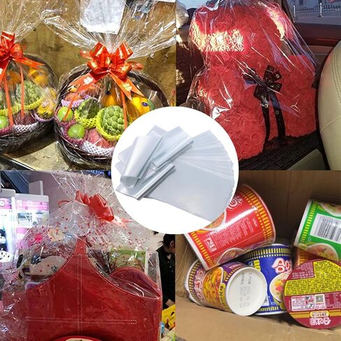 10 PCS Shrink Wrap Bags,23.6 * 31.5in Christmas Basket Cellophane Shrink Bags,Clear PVC Heat Shrink Wrap for Packagaing Soap,Candles,Small Gifts, Jars and Homemade DIY Projects in Saudi Arabia