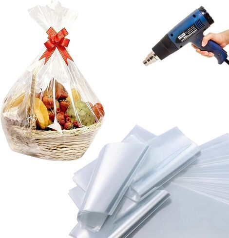 10 PCS Shrink Wrap Bags,23.6 * 31.5in Christmas Basket Cellophane Shrink Bags,Clear PVC Heat Shrink Wrap for Packagaing Soap,Candles,Small Gifts, Jars and Homemade DIY Projects in Saudi Arabia
