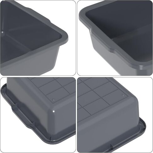 4 عبوات من صناديق الحافلات التجارية البلاستيكية سعة 24 لترًا، حوض حافلات المرافق للمطعم، باللون الرمادي in Kuwait