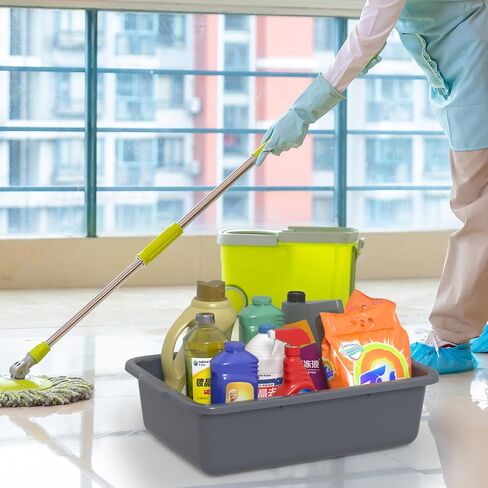 4 عبوات من صناديق الحافلات التجارية البلاستيكية سعة 24 لترًا، حوض حافلات المرافق للمطعم، باللون الرمادي in Kuwait