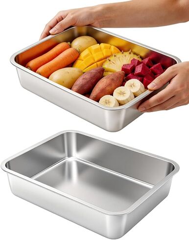 Stainless Steel Commercial Bus Tubs, 2 Pack 12 Liter Stainless Steel Dish Pan Commercial Bus Tubs Food Storage Container for Catering, Marinating, Dishwashing in Kuwait