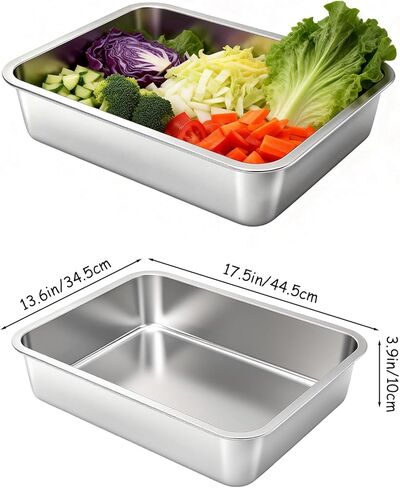 Stainless Steel Commercial Bus Tubs, 2 Pack 12 Liter Stainless Steel Dish Pan Commercial Bus Tubs Food Storage Container for Catering, Marinating, Dishwashing in Kuwait