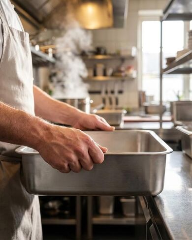 Stainless Steel Commercial Bus Tubs, 2 Pack 12 Liter Stainless Steel Dish Pan Commercial Bus Tubs Food Storage Container for Catering, Marinating, Dishwashing in Kuwait