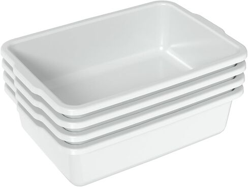 23 L Plastic Commercial Bus Tubs, Large Utility Tote Bus Box, White, 4-Pack in Kuwait