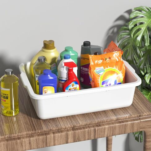 23 L Plastic Commercial Bus Tubs, Large Utility Tote Bus Box, White, 4-Pack in Kuwait