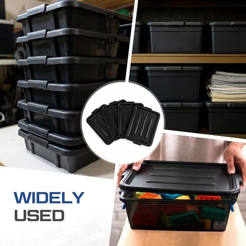 4 عبوات من Lounsweer مقاس 20 × 15 بوصة لحوض غسيل أسود وغطاء صندوق حمل وغطاء بلاستيكي مع مقابض مزدوجة مدمجة لأحواض الأطباق للمطاعم in Saudi Arabia
