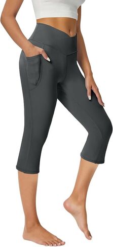 Capri Leggings with Pockets for Women Yoga Pants Tummy Control Workout Cycling Leggings in Saudi Arabia