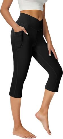 Capri Leggings with Pockets for Women Yoga Pants Tummy Control Workout Cycling Leggings in Saudi Arabia