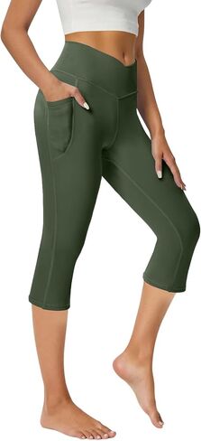 Capri Leggings with Pockets for Women Yoga Pants Tummy Control Workout Cycling Leggings in Saudi Arabia