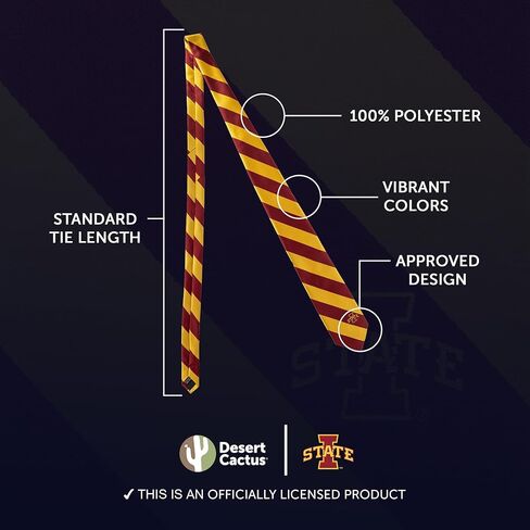 Desert Cactus Iowa State University Neck Tie ISU Cyclones 100% Polyester Necktie with Logo, Officially Licensed (Style A) in Saudi Arabia